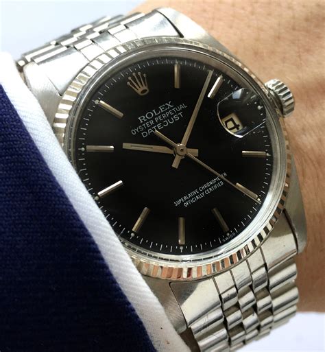 rolex datejust black dial vintage